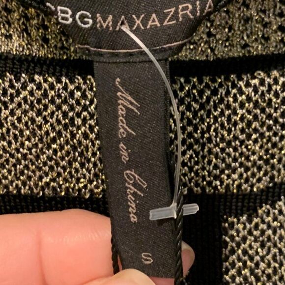 BCBGMaxazria NWT pencil skirt sz s, blk and gold lurex, knee length, pull on - Picture 10 of 16